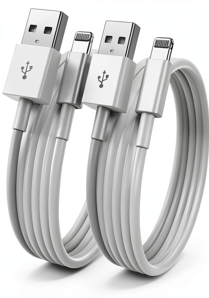 Cionum Lightning cable being used on a desk with a laptop and iPhone