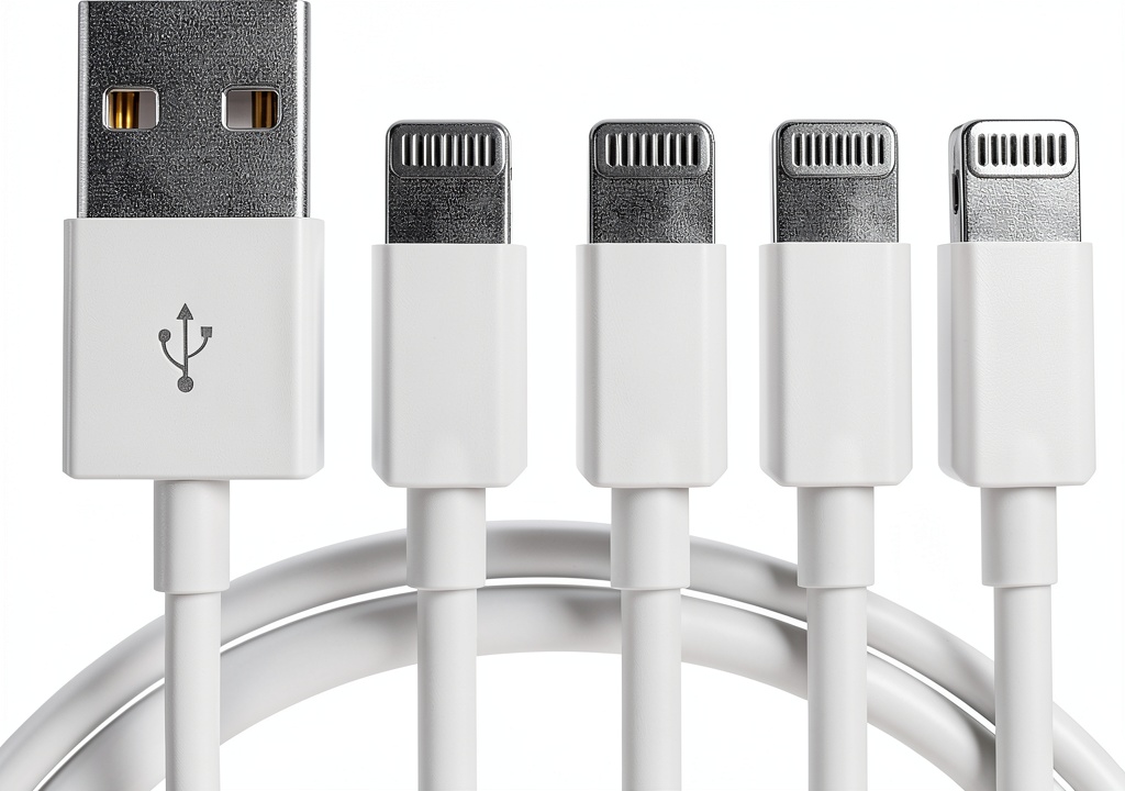 Installing Apple MFi Lightning Cable MAILESI Fast Charge on a wooden desk