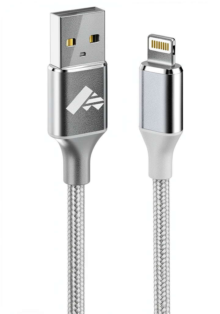 Installing Aioneus iPhone Charger Cord Lightning Cable on a wooden desk