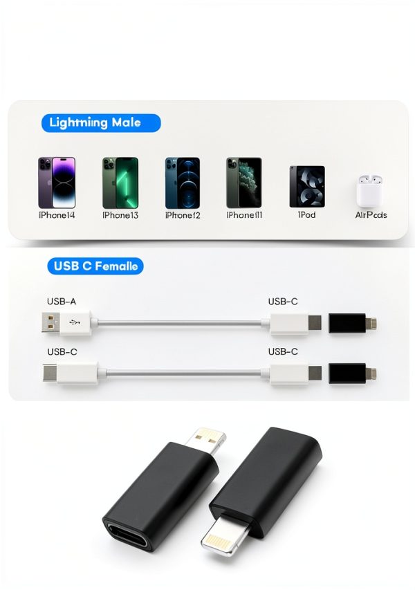 USB C to Lightning Adapter Lertosen Aluminum-4