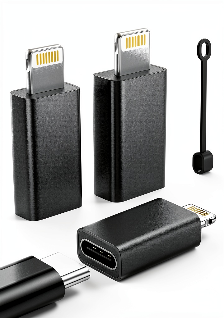 Lertosen USB‑C to Lightning adapter attached to a laptop USB‑C port