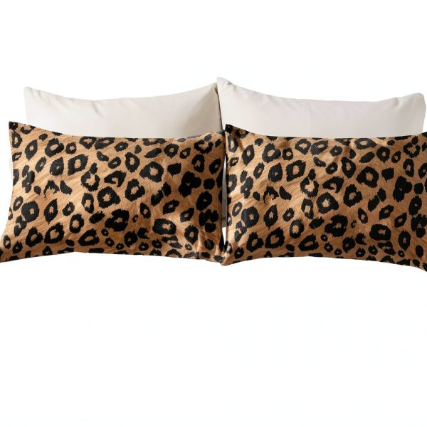 LUVIVIHOME King Brown Leopard Print Duvet Cover Set-3