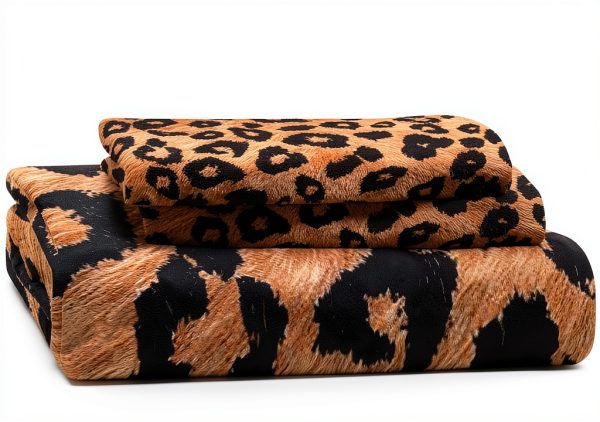 LUVIVIHOME King Brown Leopard Print Duvet Cover Set-4