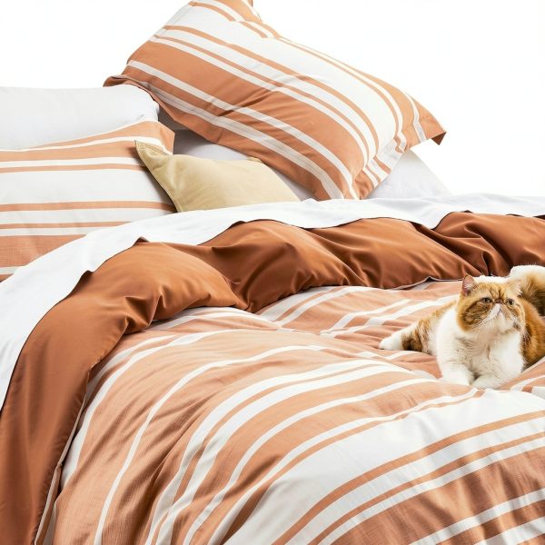 Bedsure Queen Duvet Cover Soft Polyester Stripe-3