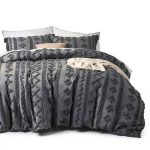 Bedsure King Duvet Cover Set Dark Grey Boho Chic 3-Piece Bedding-0