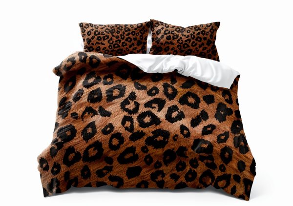 LUVIVIHOME King Brown Leopard Print Duvet Cover Set-1