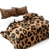 LUVIVIHOME King Brown Leopard Print Duvet Cover Set-2