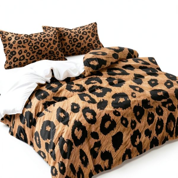 LUVIVIHOME King Brown Leopard Print Duvet Cover Set-2