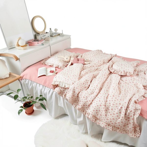 BuLuTu Kids Duvet Cover Muslin Floral Cotton-6