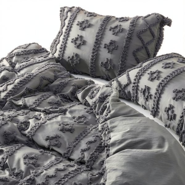 Bedsure King Duvet Cover Set Dark Grey Boho Chic 3-Piece Bedding-2