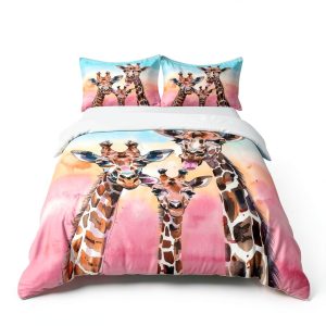 jejeloiu Cotton Duvet Cover Twin Multi 30 Modern Cartoon 2‑Piece Set-0