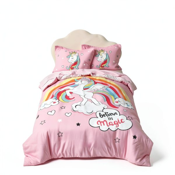 Unicorn Duvet Cover Pink UOZZI BEDDING Queen Size with Pillow Shams-1