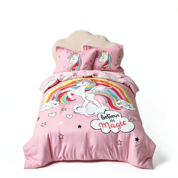 Unicorn Duvet Cover Pink UOZZI BEDDING Queen Size with Pillow Shams-1
