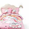 Unicorn Duvet Cover Pink UOZZI BEDDING Queen Size with Pillow Shams-2