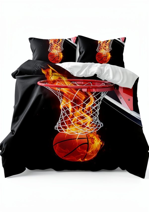 Xuan Full Size Basketball Duvet Cover Set with Pillow Shams – Modern-1