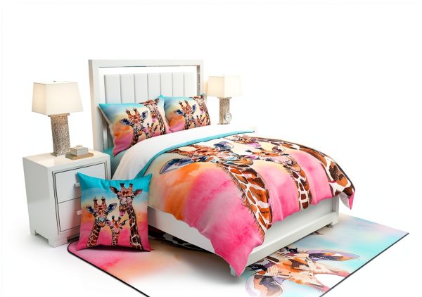 jejeloiu Cotton Duvet Cover Twin Multi 30 Modern Cartoon 2‑Piece Set-4