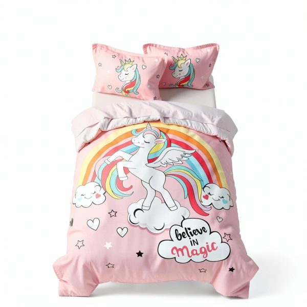 Unicorn Duvet Cover Pink UOZZI BEDDING Queen Size with Pillow Shams-4
