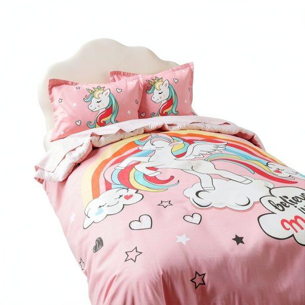 Unicorn Duvet Cover Pink UOZZI BEDDING Queen Size with Pillow Shams-3