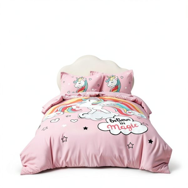 Unicorn Duvet Cover Pink UOZZI BEDDING Queen Size with Pillow Shams-0